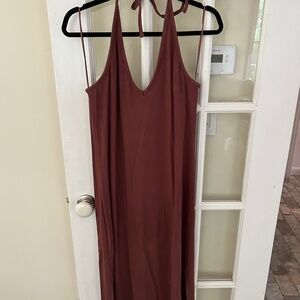 Midi Halter Dress with Shelf Bra